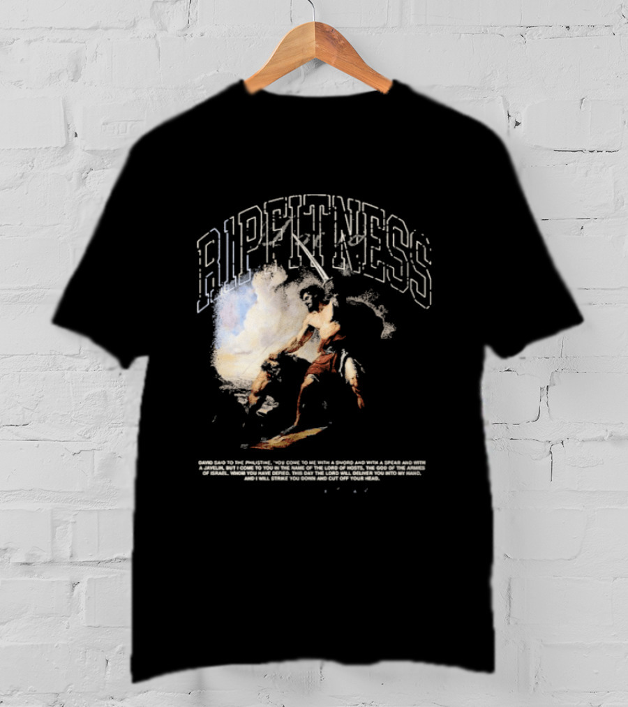 R1pfitness David The Shepherd King Michelangelo Biblical Warrior T-Shirt