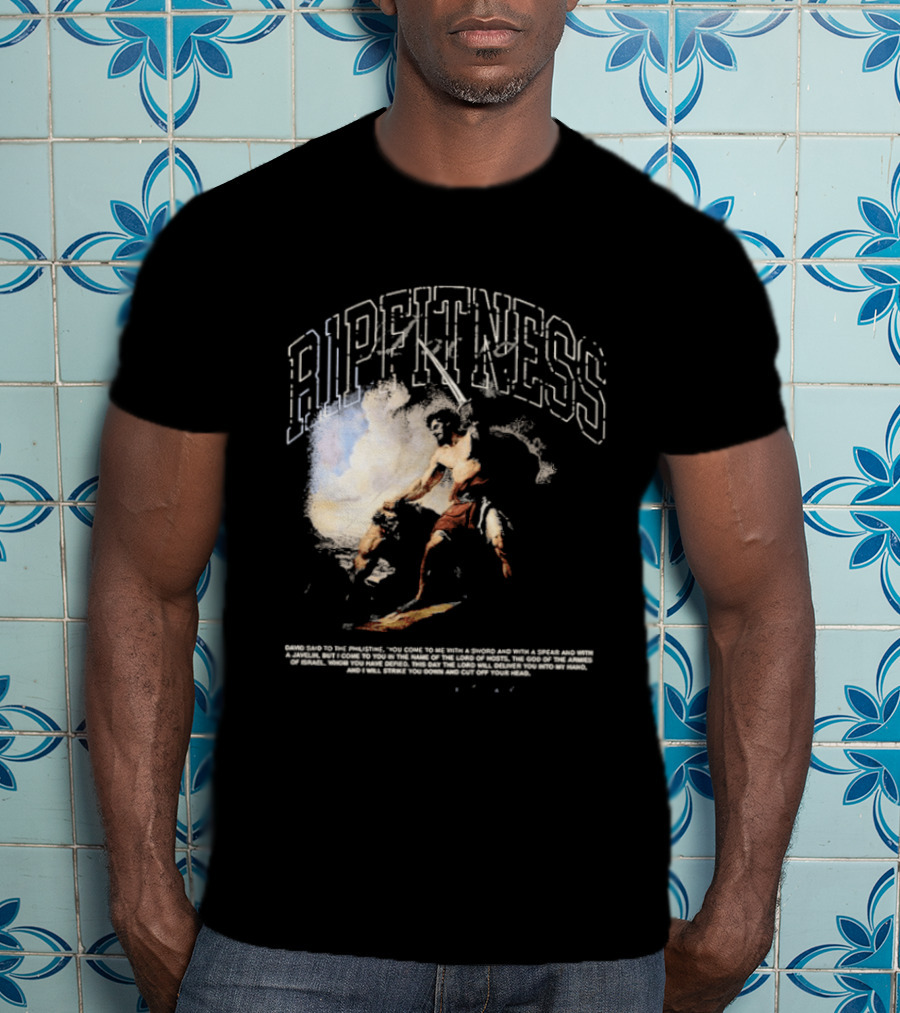 R1pfitness David The Shepherd King Michelangelo Biblical Warrior T-Shirt