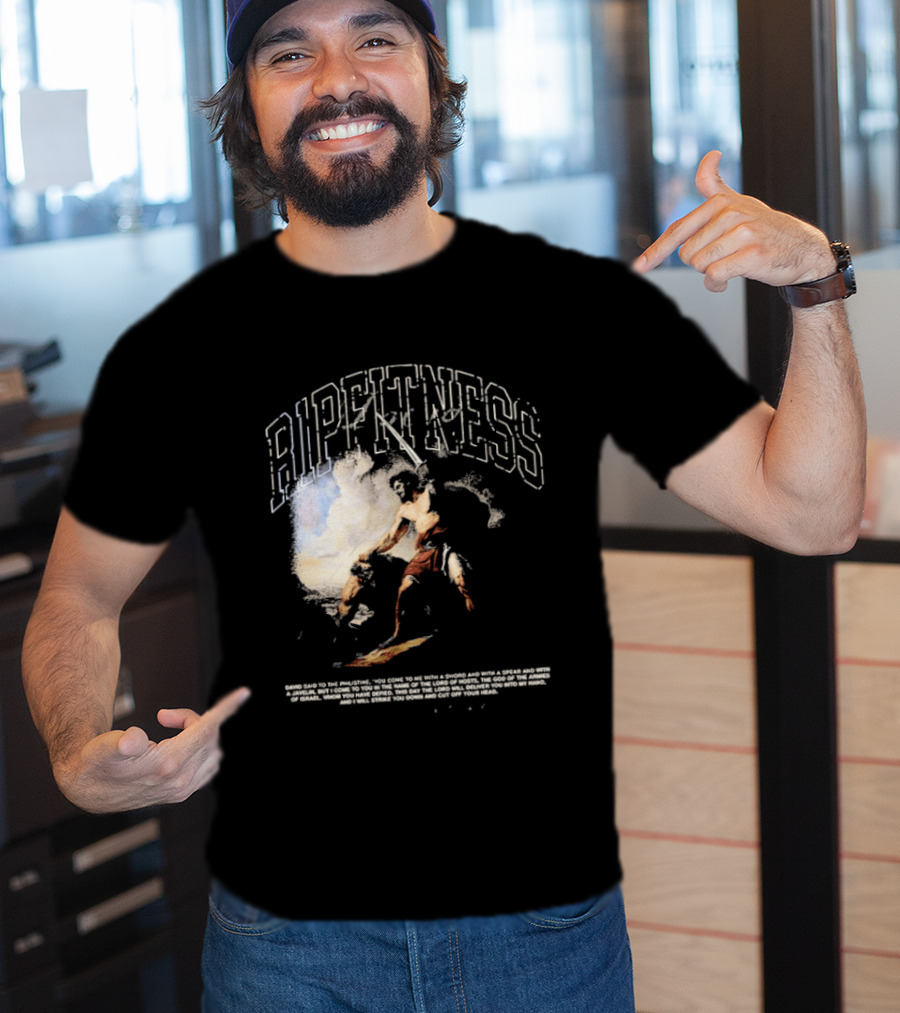 R1pfitness David The Shepherd King Michelangelo Biblical Warrior T-Shirt