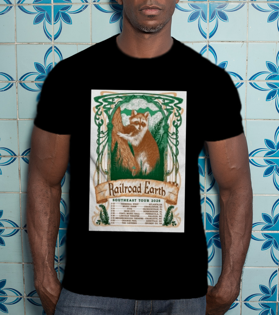 Railroad Earth Southeast Tour 2026 Dates And Locations With Raccoon Artistry T-Shirt
