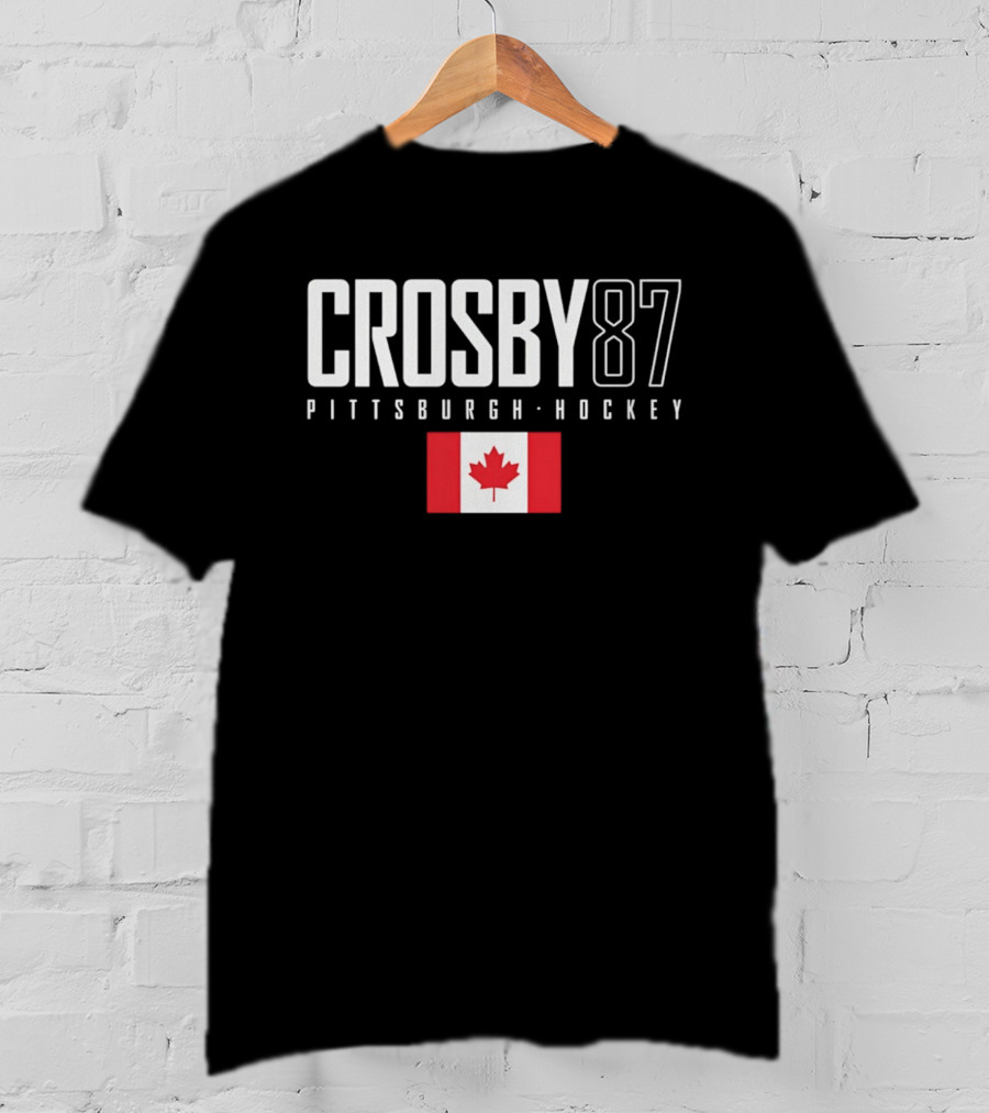 Crosby 87 Pittsburgh Hockey Canada Flag T-Shirt