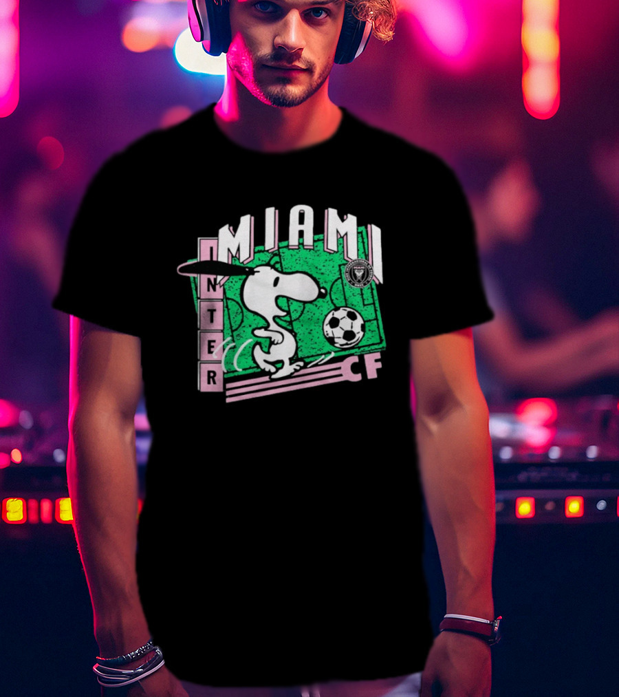 Inter Miami CF Snoopy Soccer Peanuts Collaboration T-Shirt