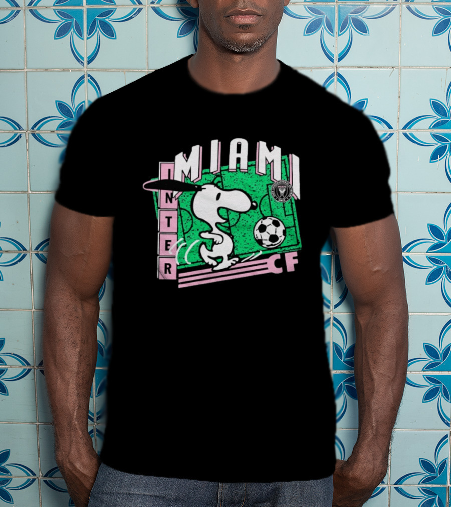 Inter Miami CF Snoopy Soccer Peanuts Collaboration T-Shirt