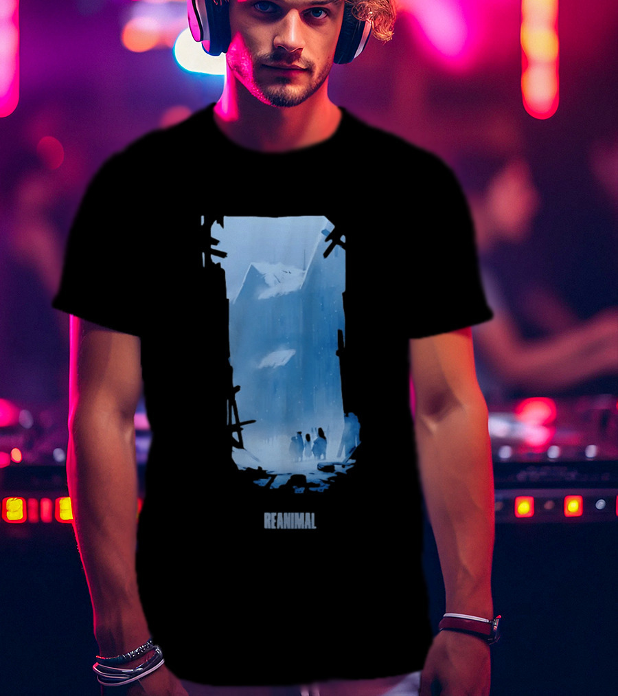 Reanimal Gate Snowy Mountain Scene With Penguins T-Shirt