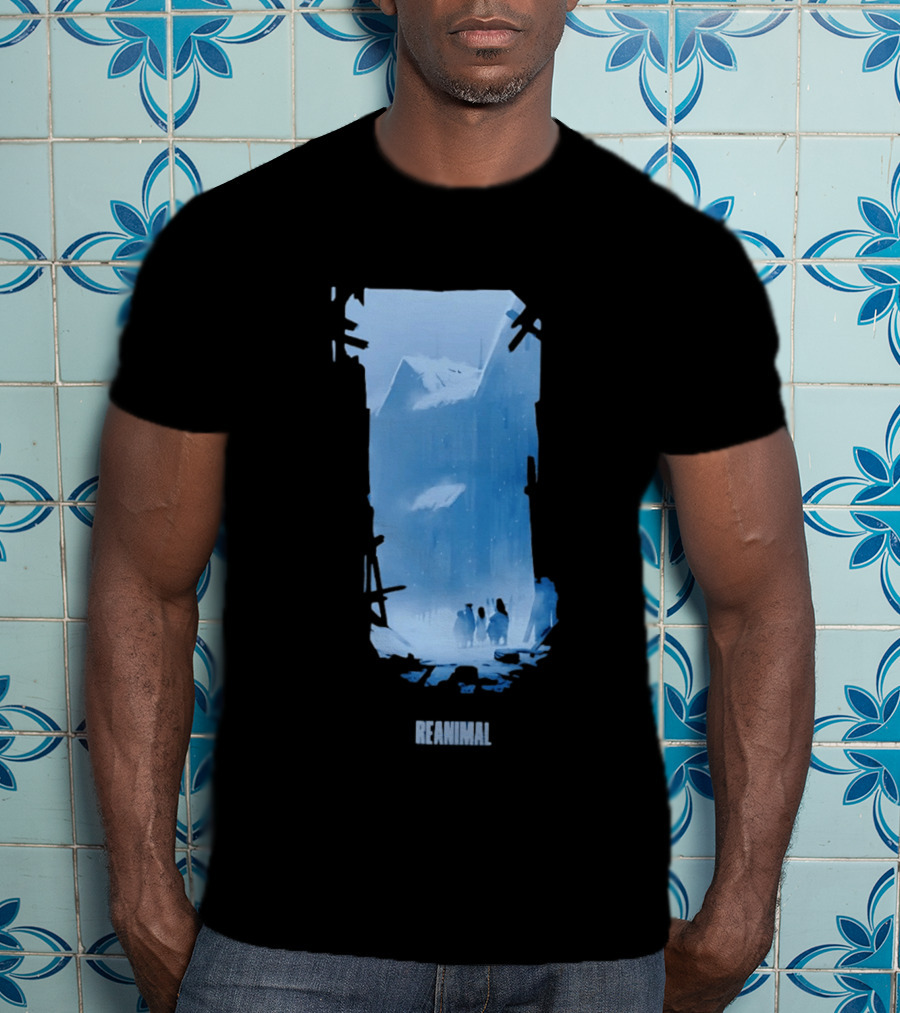 Reanimal Gate Snowy Mountain Scene With Penguins T-Shirt