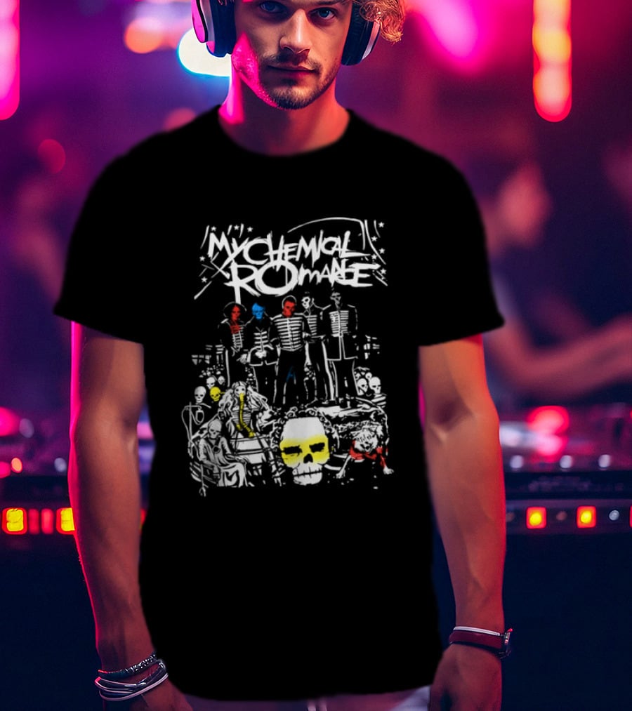 Skeletons My Chemical Romance Three Cheers Graffiti Rock T-Shirt