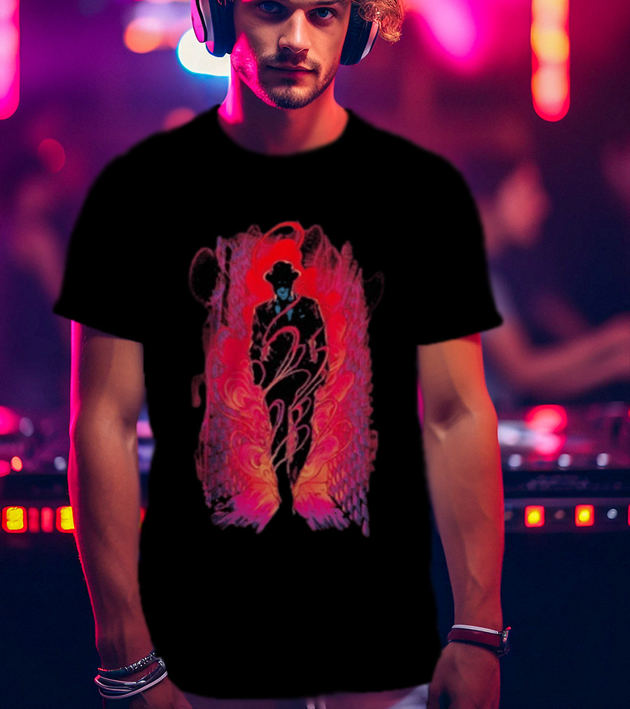 SmallAnt Alleyway Vibrant Silhouette With Swirling Neon T-Shirt