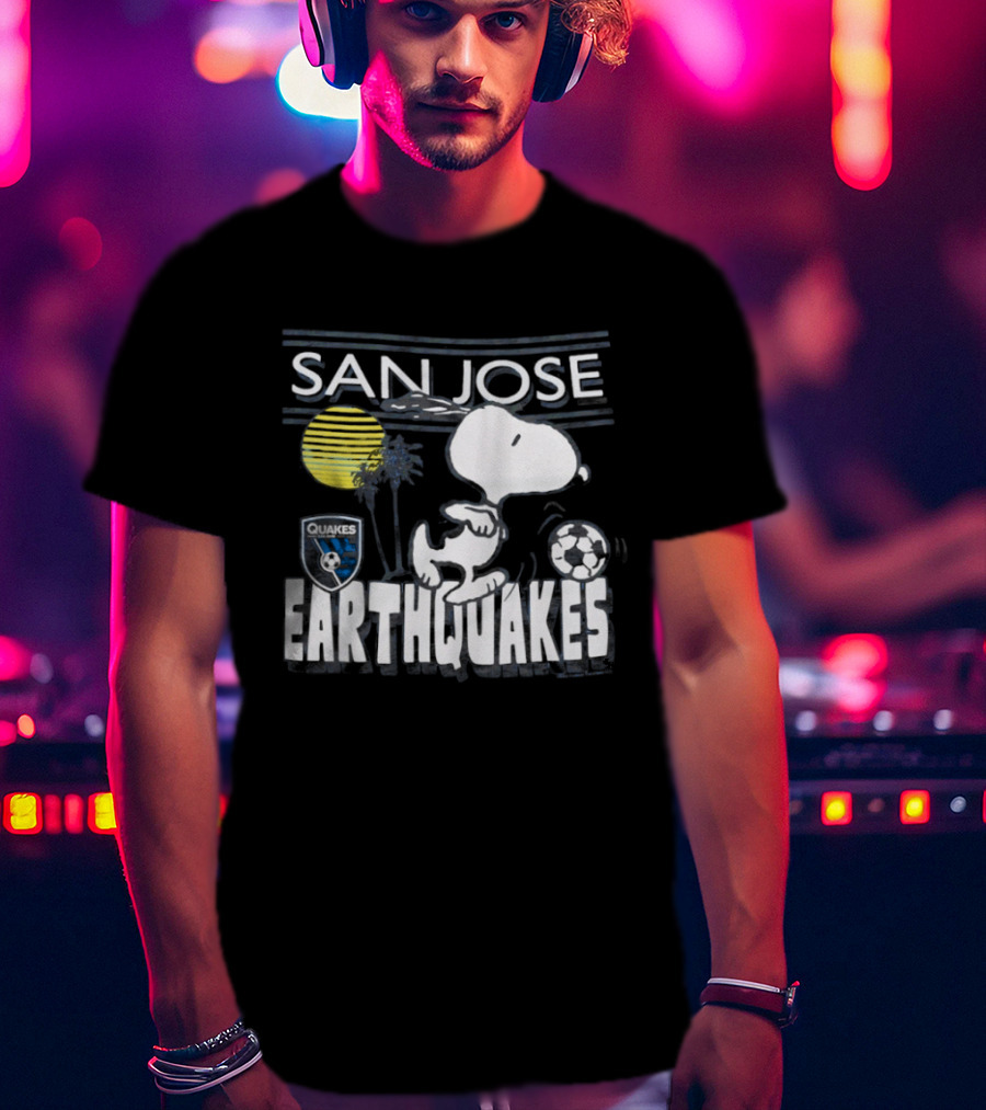 San Jose Earthquakes Snoopy Peanuts Soccer Collaboration T-Shirt
