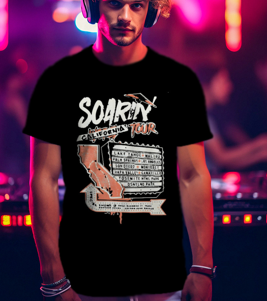 Soarin California Tour 2026 California Map And Airplane T-Shirt