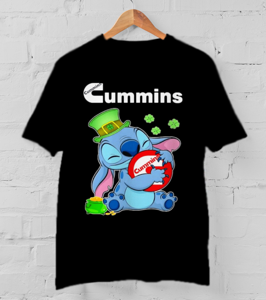 Cummins Stitch St Patricks Day Green Hat Shamrocks Hugging Coin Пот Gold T-Shirt
