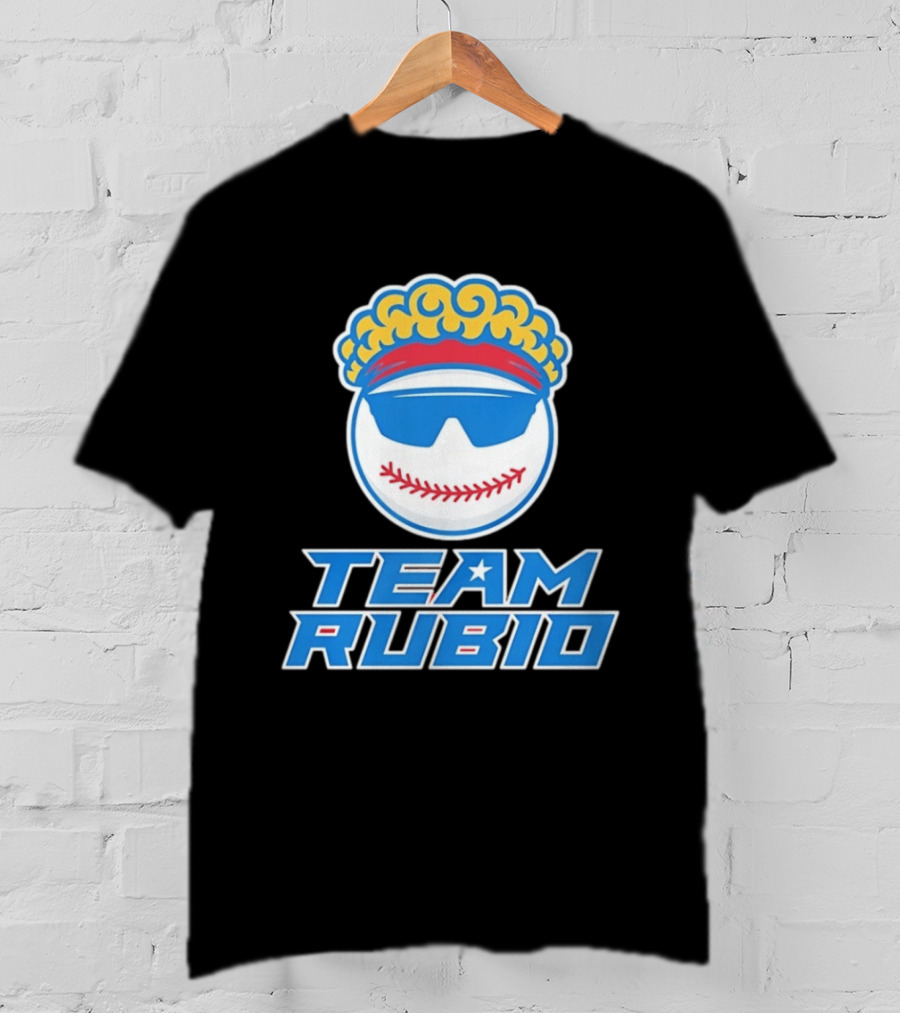 Team Rubio Baseball Puerto Rico Sunglasses Curly Hair T-Shirt