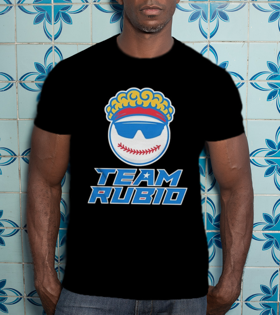 Team Rubio Baseball Puerto Rico Sunglasses Curly Hair T-Shirt