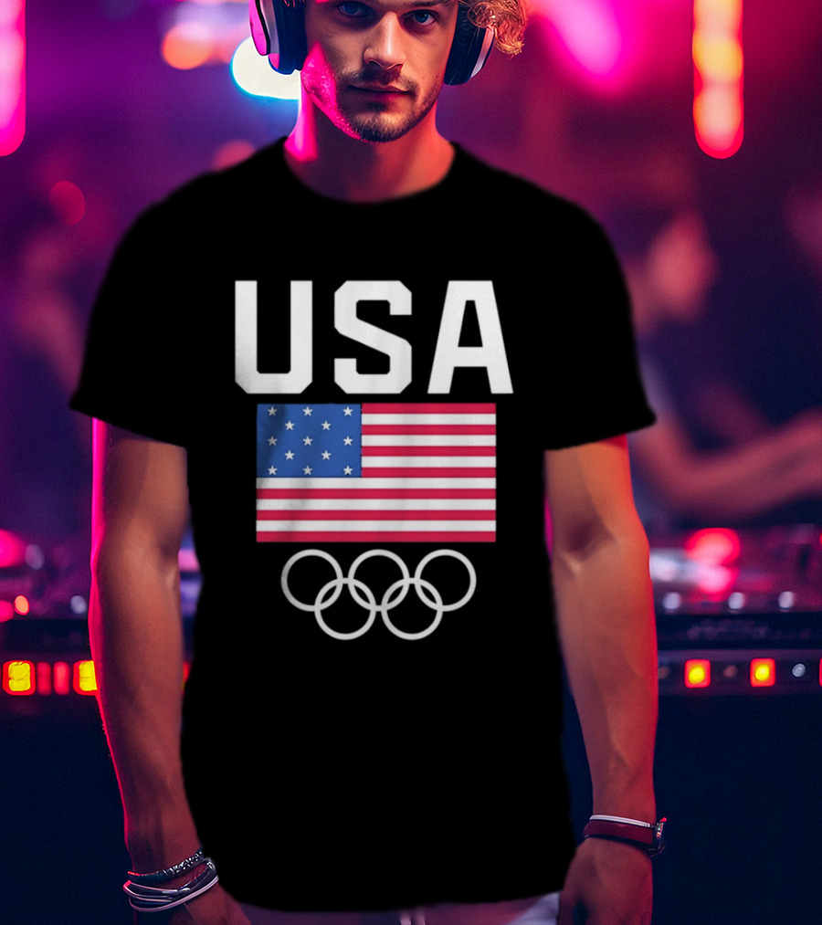 USA Flag Olympic Rings Team USA T-Shirt