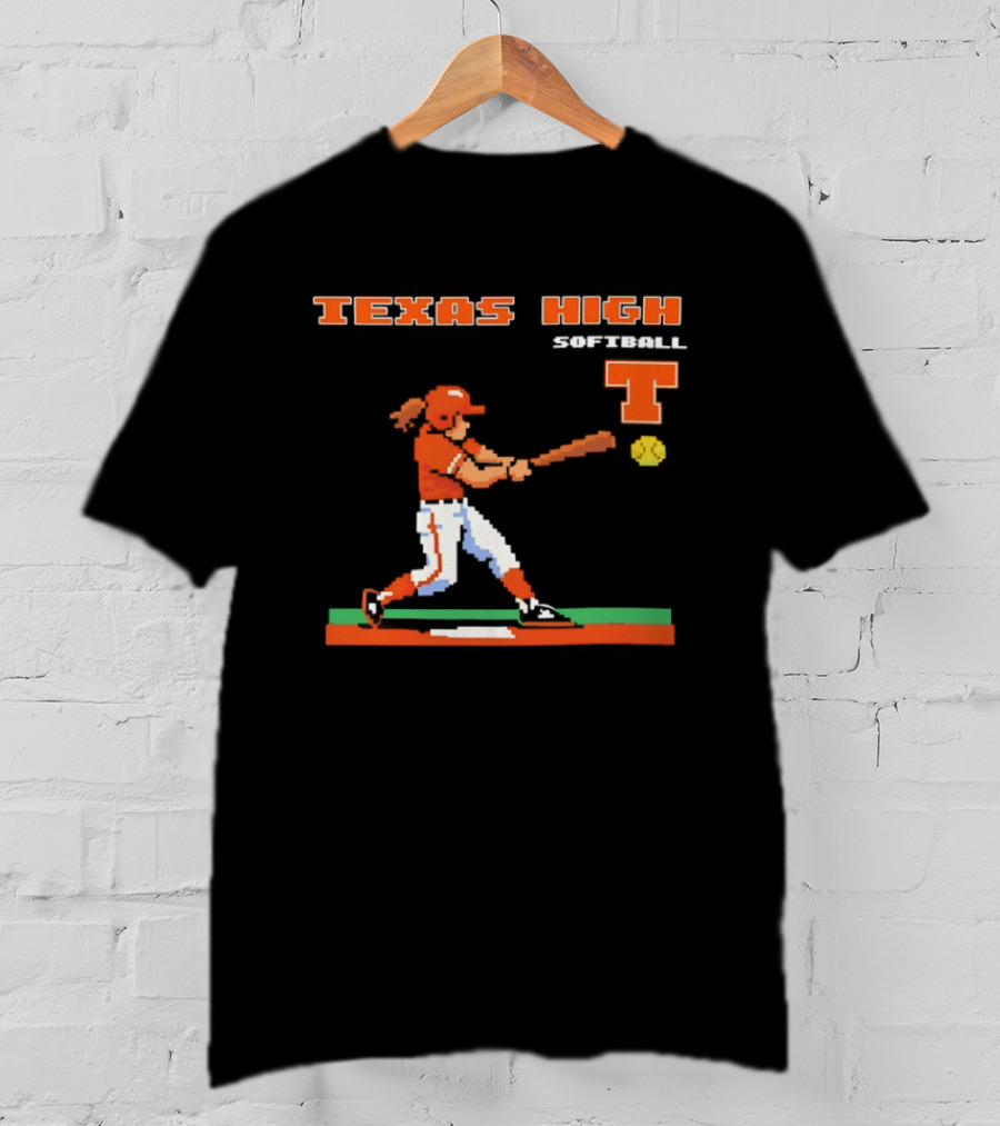 Texas High Softball Player Pixel Art T T-Shirt
