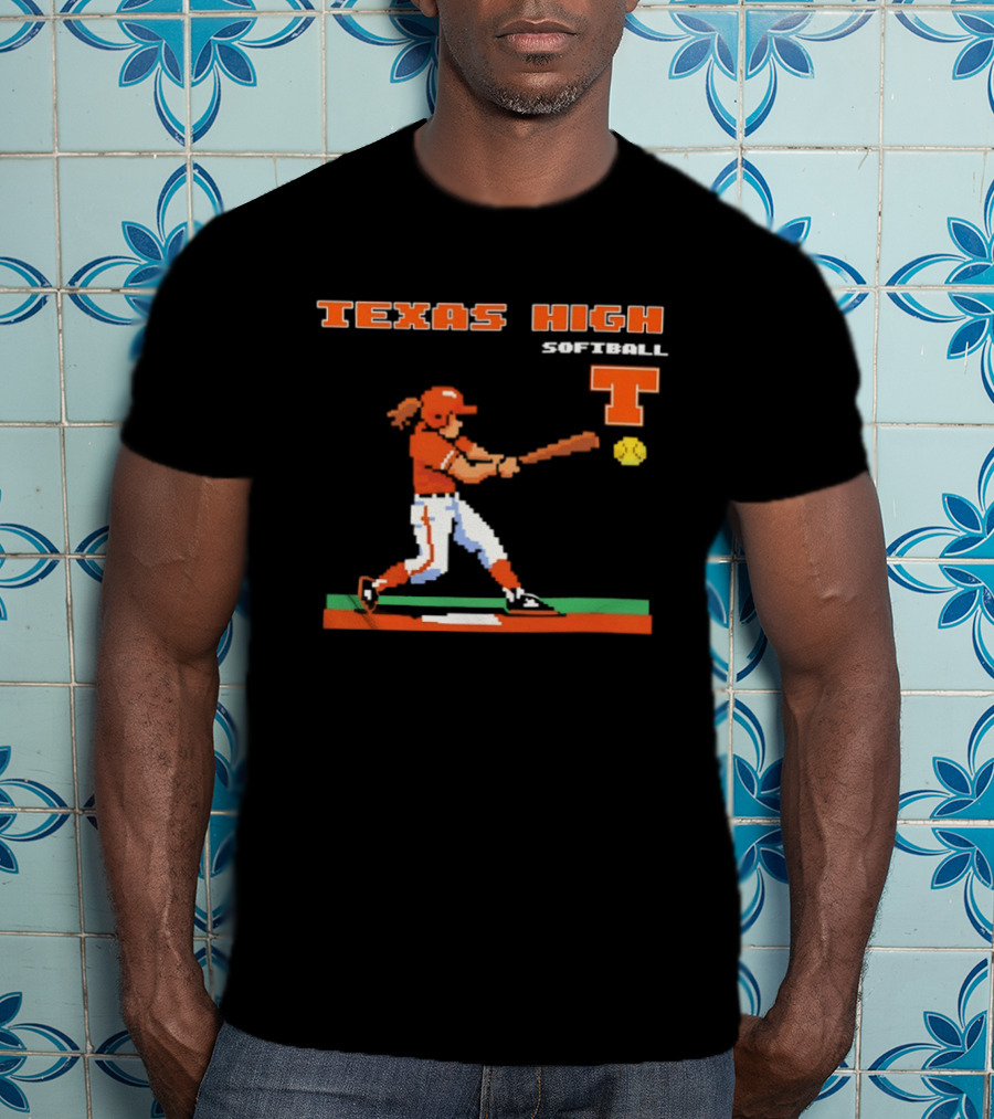 Texas High Softball Player Pixel Art T T-Shirt