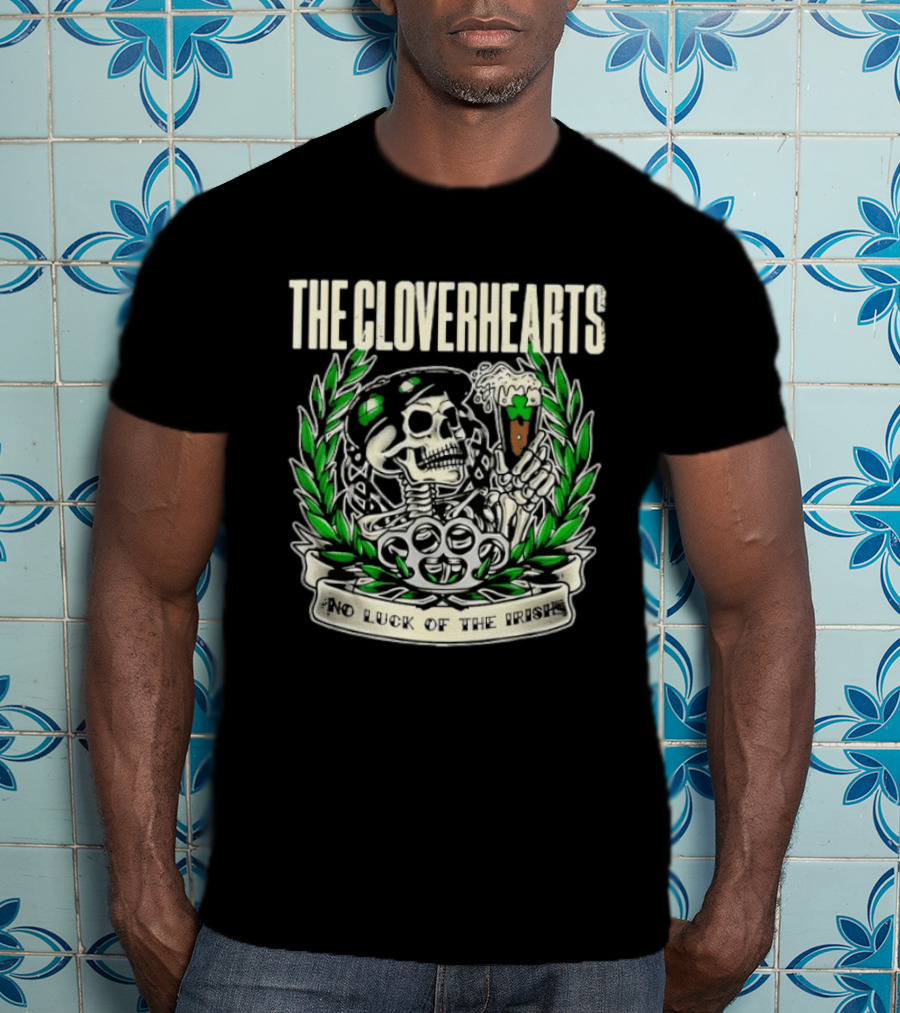The Cloverhearts No Luck Of The Irish Skull And Beer Crest T-Shirt
