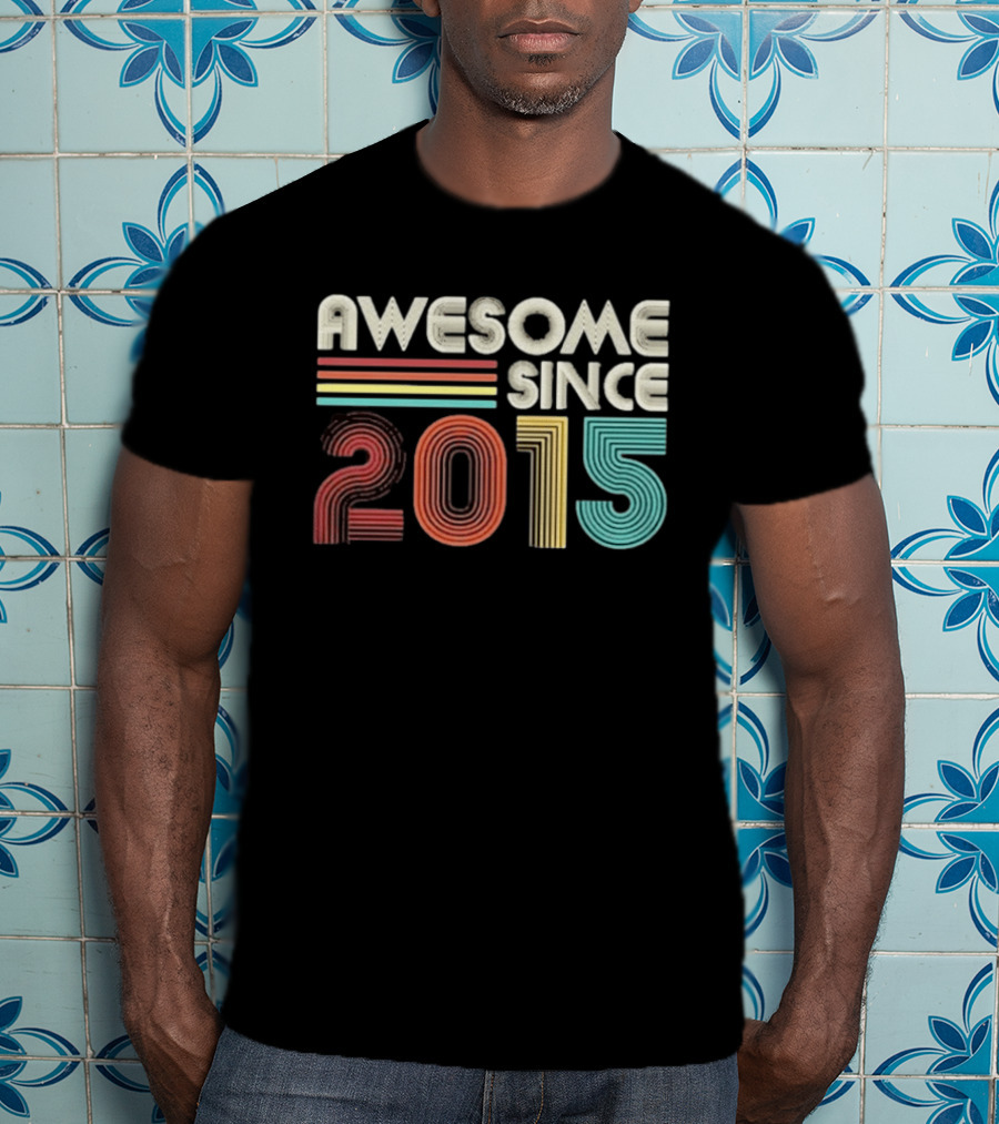 Awesome Since 2015 Retro Stripes T-Shirt