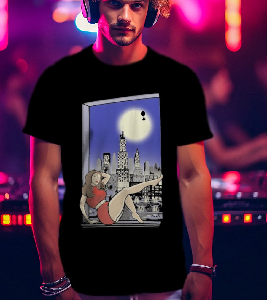 Pauline TheSpaceVixen Urban Moonlit Cityscape T-Shirt