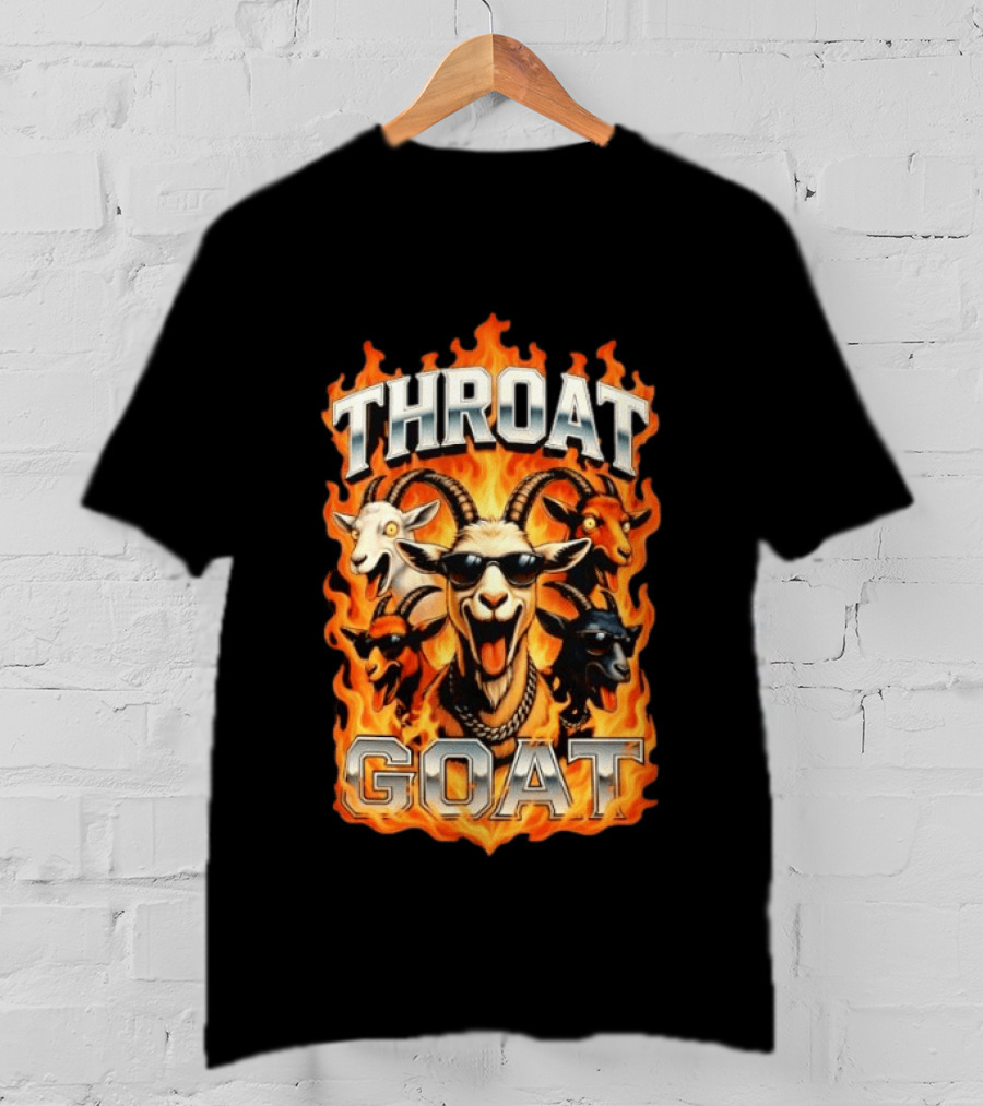 THROAT GOAT Fire And Flame Adult Humor Comedy T-Shirt