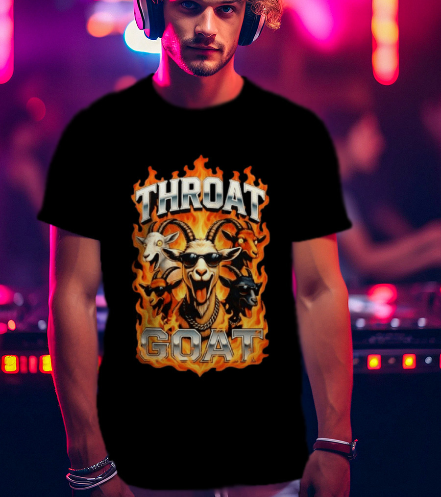 THROAT GOAT Fire And Flame Adult Humor Comedy T-Shirt