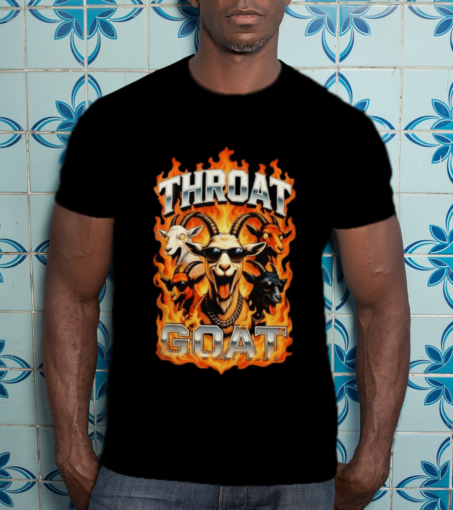 THROAT GOAT Fire And Flame Adult Humor Comedy T-Shirt
