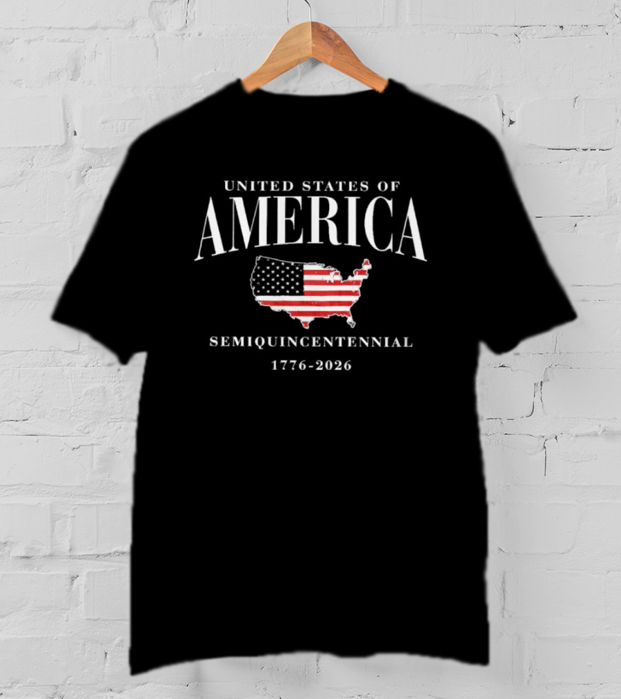 United States Of America Semiquincentennial 1776 2026 With American Flag Map T-Shirt