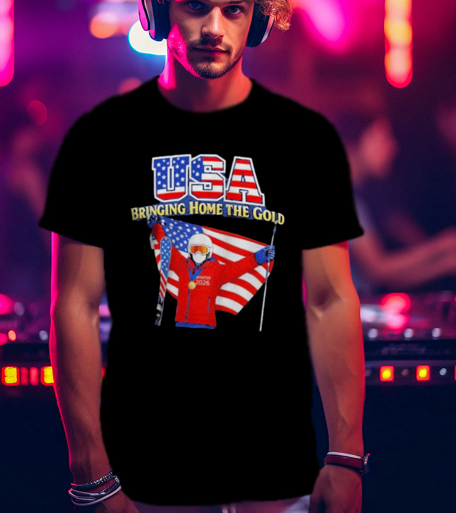 USA Bringing Home The Gold Winter 2026 Skiing Champion T-Shirt