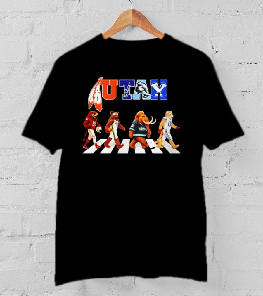 Utah Utes Mammoth Evolution Road Basketball Football Mascots T-Shirt