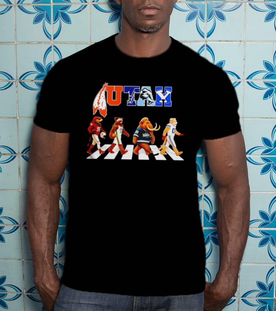 Utah Utes Mammoth Evolution Road Basketball Football Mascots T-Shirt