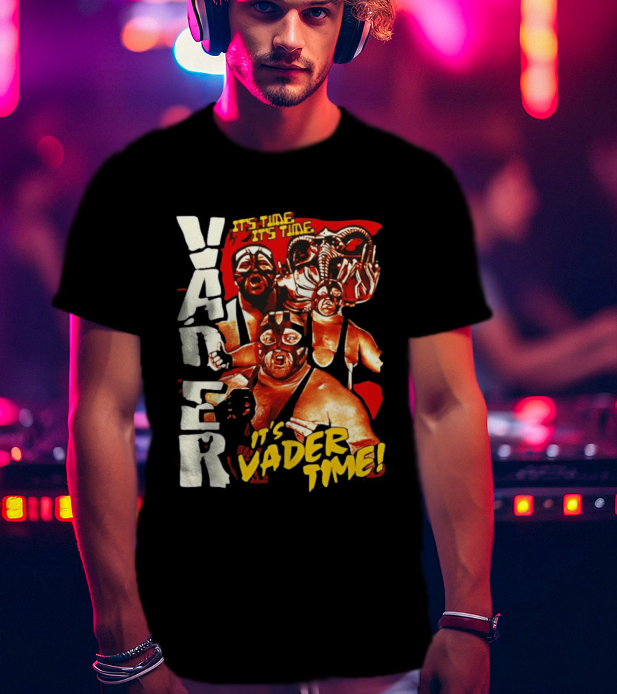 Vader It's Vader Time It's Time Wrestling Mask Collage T-Shirt