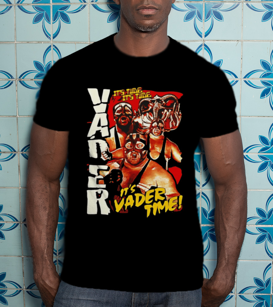 Vader It's Vader Time It's Time Wrestling Mask Collage T-Shirt
