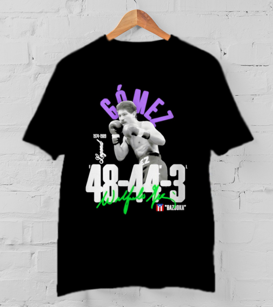 Wilfredo Gómez Bazooka Legend 48 44 3 Record 1973 1990 Puerto Rico Flag T-Shirt