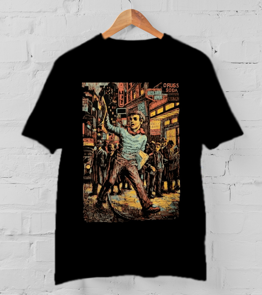 Wuxtry Extra Newsboy Vintage Cityscape Retro Advertisement T-Shirt