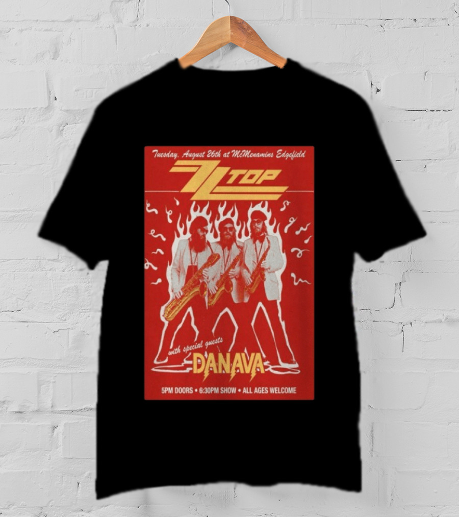 ZZTop Danava Tour McMenamins Edgefield August 26 All Ages Welcome T-Shirt
