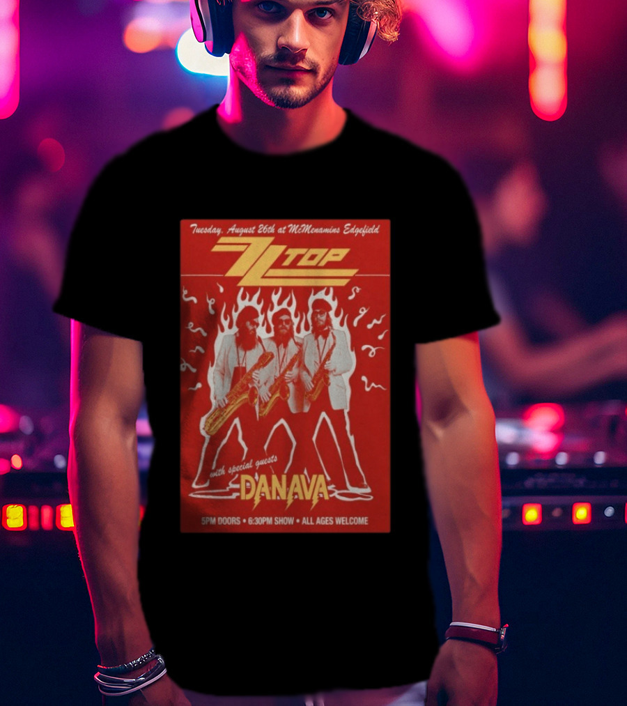 ZZTop Danava Tour McMenamins Edgefield August 26 All Ages Welcome T-Shirt
