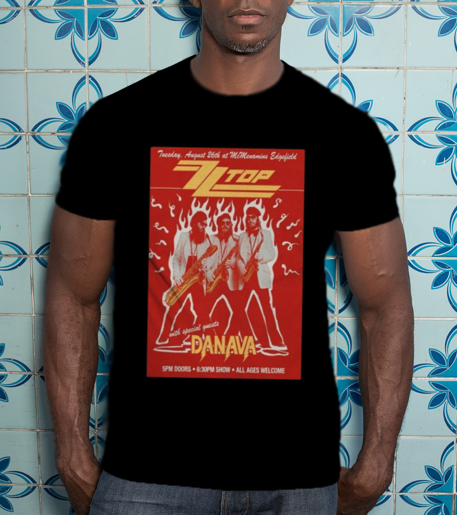 ZZTop Danava Tour McMenamins Edgefield August 26 All Ages Welcome T-Shirt