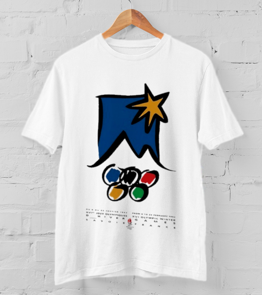 1992 Albertville Winter Olympics Star Emblem And Rings T-Shirt