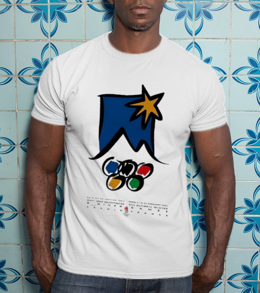 1992 Albertville Winter Olympics Star Emblem And Rings T-Shirt