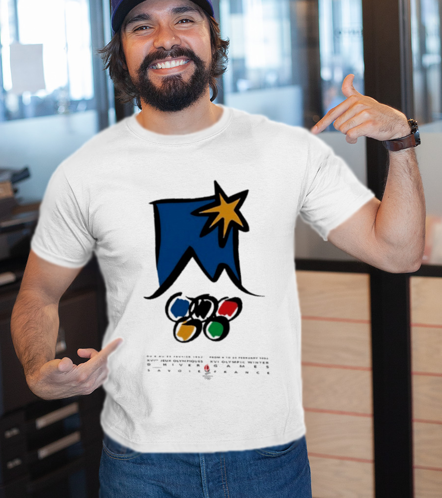 1992 Albertville Winter Olympics Star Emblem And Rings T-Shirt