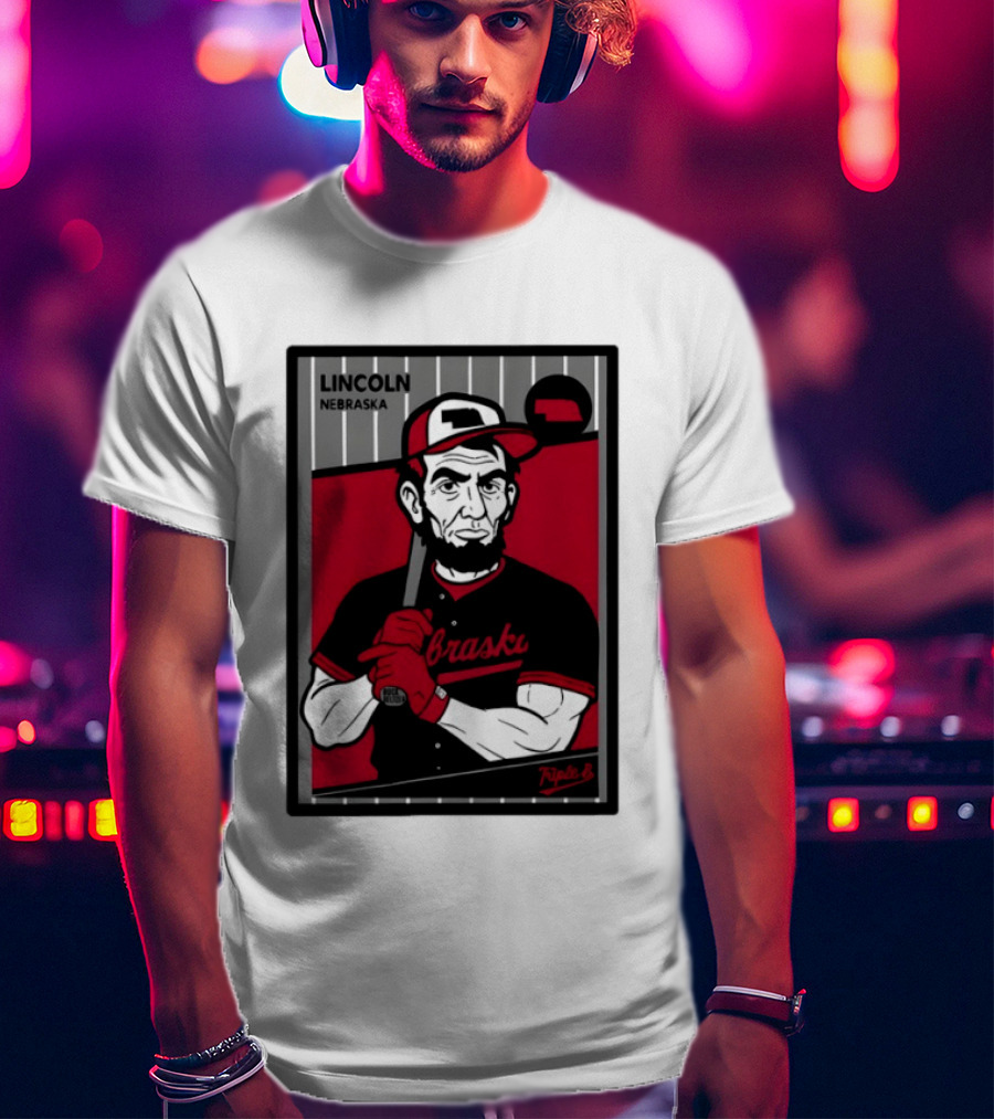 Lincoln Nebraska Cornhuskers Baseball Card Triple B T-Shirt