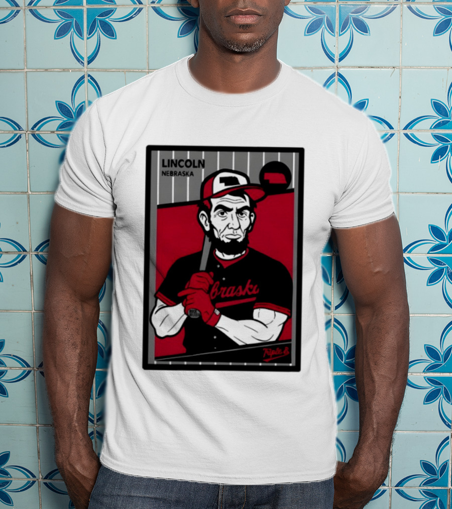 Lincoln Nebraska Cornhuskers Baseball Card Triple B T-Shirt