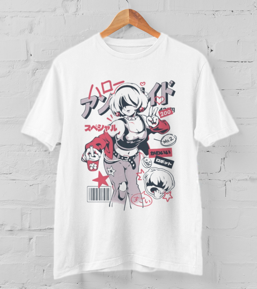 Hello Android No.2 Special Kawaii Robot Waifu Manga Aesthetic T-Shirt