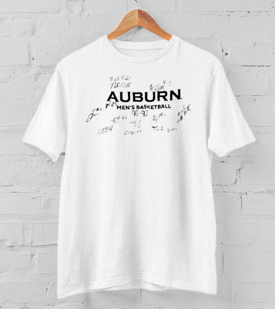 Auburn Men's Basketball 96 92 Autographed Signatures T-Shirt