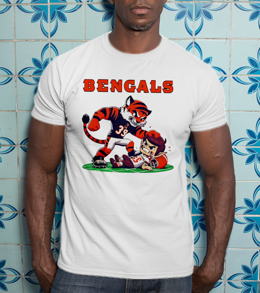 Cincinnati Bengals Rivals Cleveland Browns Cartoon T-Shirt