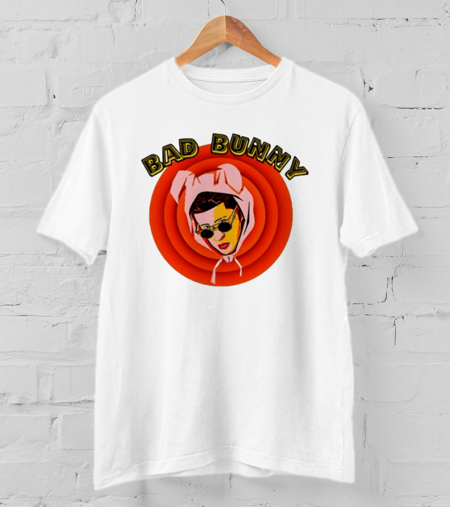Bad Bunny Style Cartoon Character Image T-Shirt
