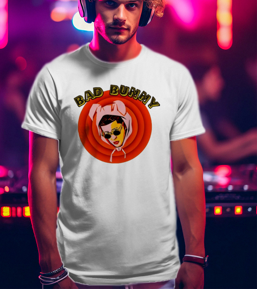 Bad Bunny Style Cartoon Character Image T-Shirt