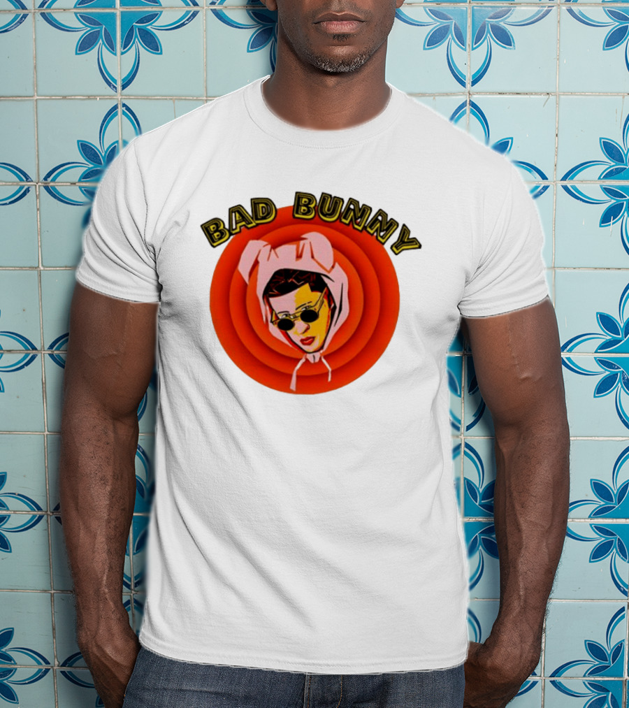Bad Bunny Style Cartoon Character Image T-Shirt