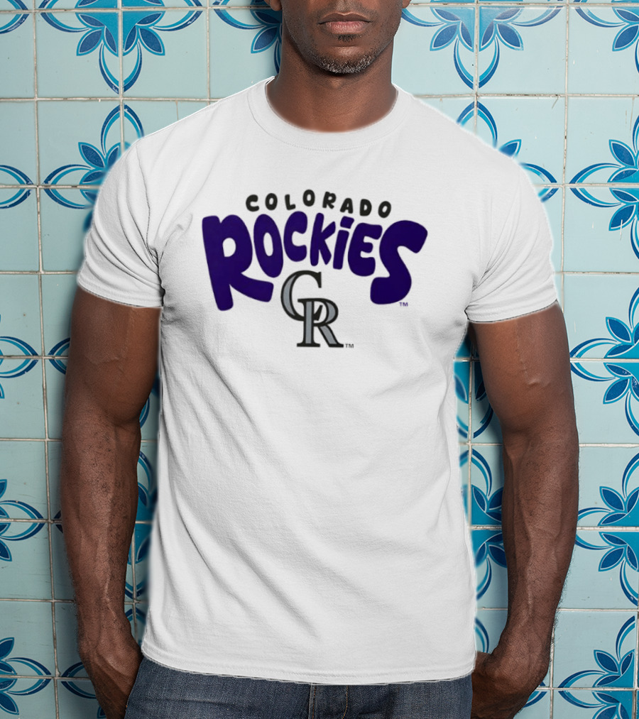 Colorado Rockies Bubble Text Crew Neck T-Shirt