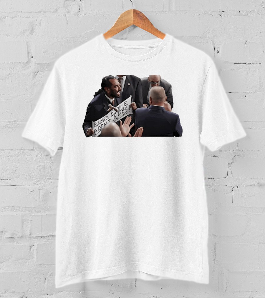 Black People Aren't Apes Protest Sign In Political Debate Scene T-Shirt