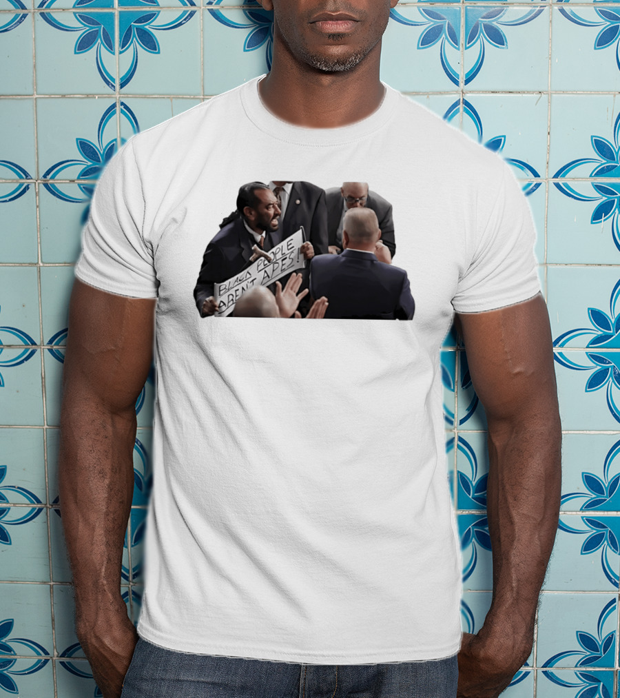 Black People Aren't Apes Protest Sign In Political Debate Scene T-Shirt